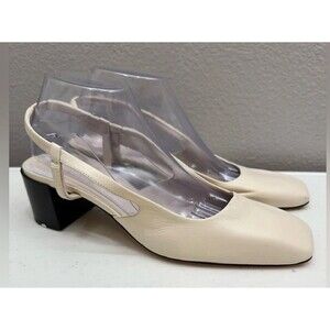 Aeyde Low Heel Size 10 Nude Slingback Heels Square Toe Slip On Shoes